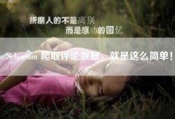 Selenium 爬取评论数据，就是这么简单！