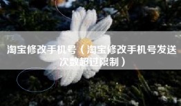 淘宝修改手机号（淘宝修改手机号发送次数超过限制）